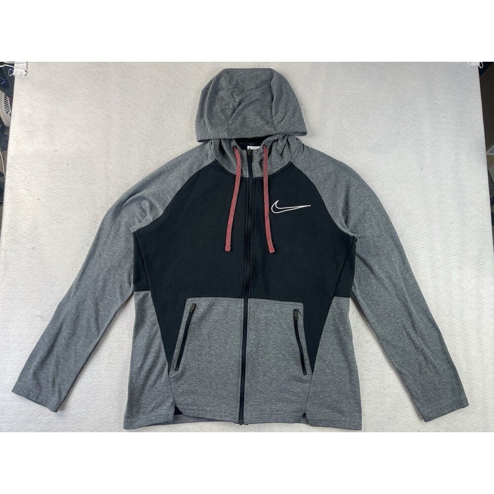 Nike Therma-Fit Women's Large Gray & Black Cowl Neck Full Zip Hoodie